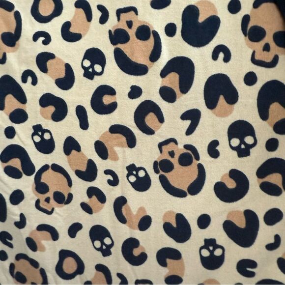 ShoSho Leopard Print Skull Accent Halloween Hooded Onesie Loungewear Size Large - Picture 4 of 6
